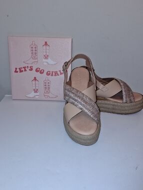 bernie mev. Beige Braided Espadrille Wedge Sandals